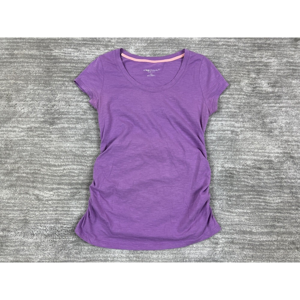 Liz Lange Maternity T-Shirt Womens Small Purple Ruched Side‎ Short Sleeve Scoop